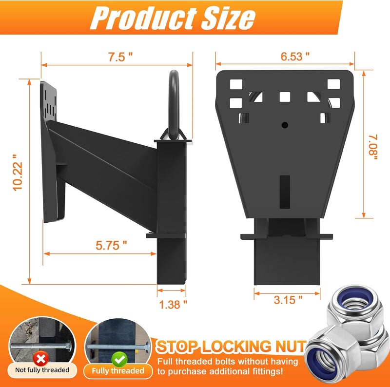 Lusheer Stake Pocket Spare Tire Carrier,Trailer Spare Tire Mount,Fits Most 4 & 5 & 6 & 8 Lugs Wheels on 4",4.25", 4.5'', 4.75'', 5", 5.32",5.5",6.5" or 6.7" Bolt Patterns,Heavy Duty Powder Coat - Image 2